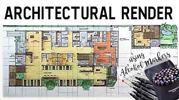 How to Render a Floor Plan with ALCOHOL MARKERS (Part 1) Touch TEN/ Touch FIVE | Tutorial
