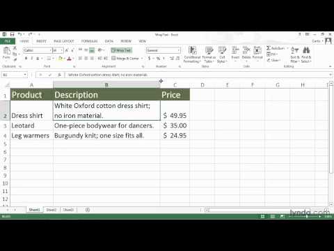 Excel tutorial: Wrapping and shrinking cell text | lynda.com