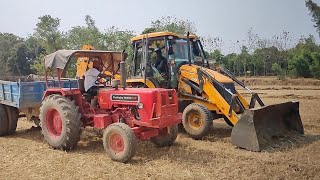 Jcb 3dx Backhoe Loader Machine Loading Red Soil In Mahindra and Swaraj Tractor |Jcb and Tractor