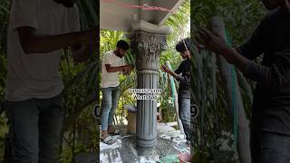 how to make round pillar design #art #pillar #viral #home #plaster #design #shorts #ruon #flowers
