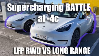 2023 Tesla Model Y RWD ( LFP ) vs 2023 Y Long Range Winter Supercharging test