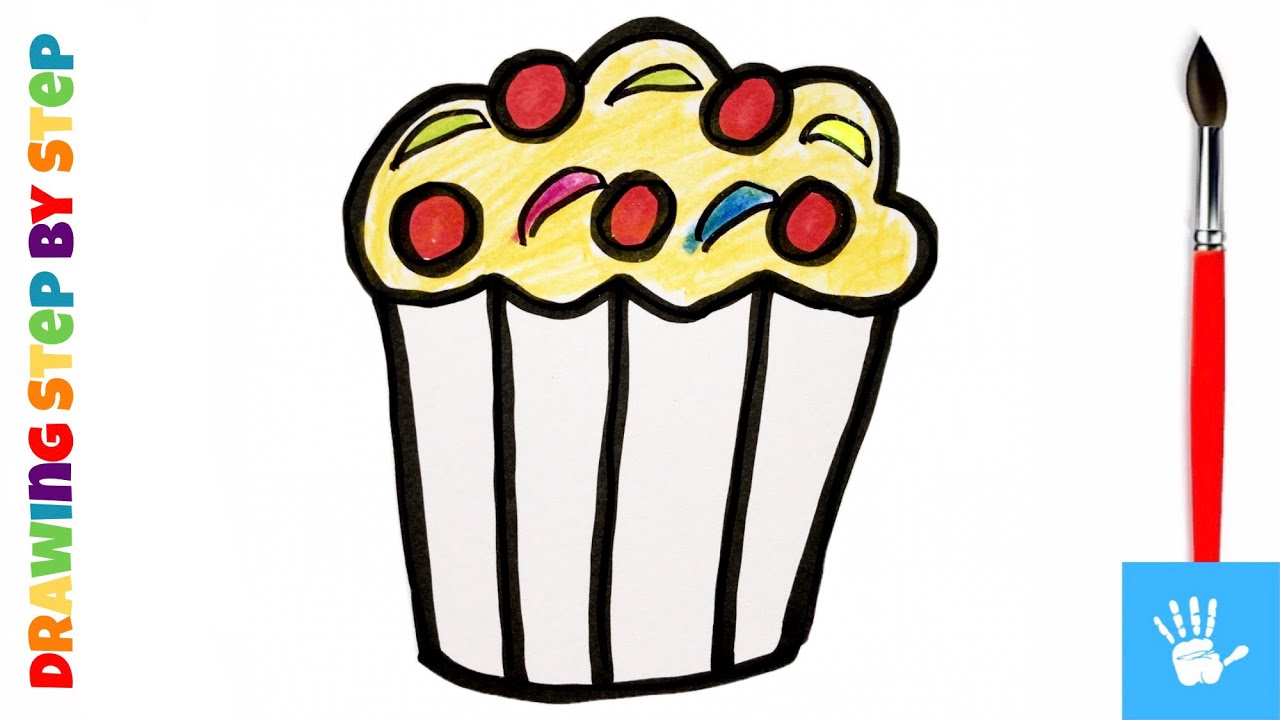 How To Draw a Cute Muffin рисуем маффин для детей Bolalar uchun muffin rasm chizish YouTube