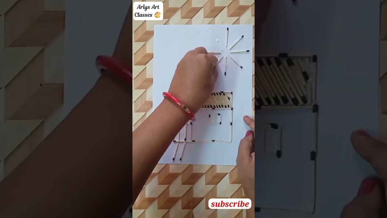 Make A Matchstick Hut And Sun Art Very Easy Shorts