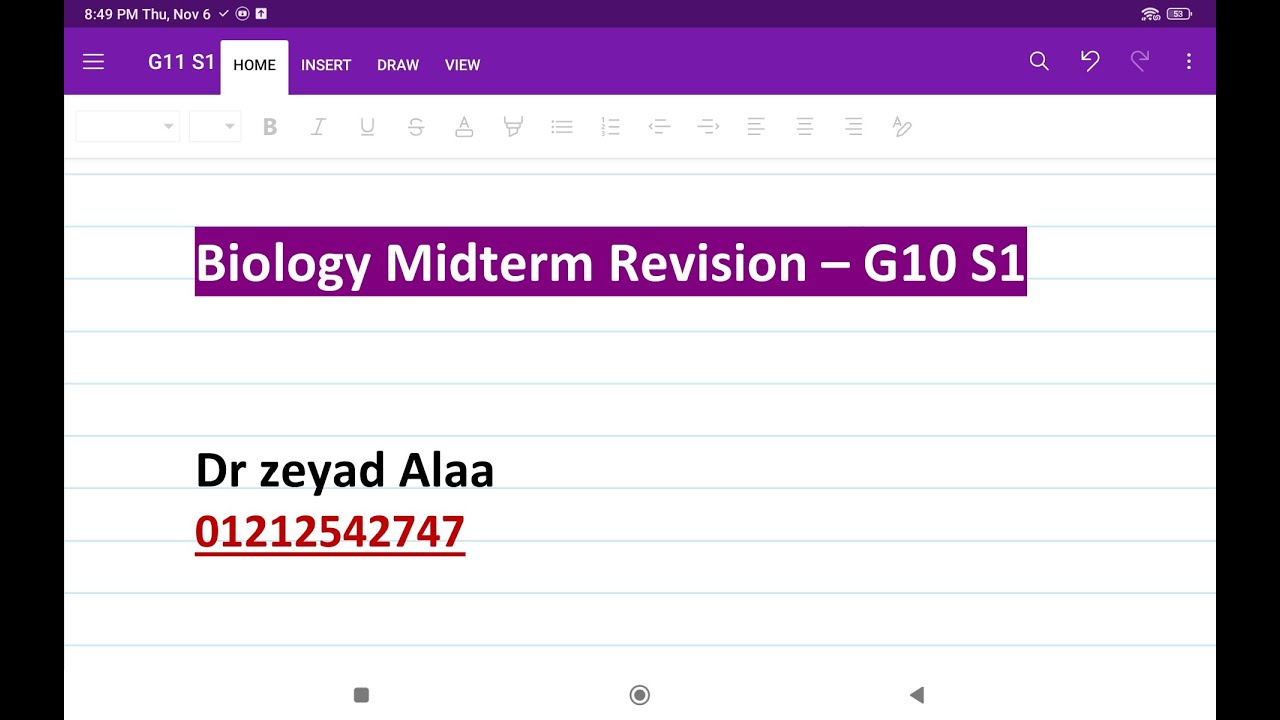 Biology Midterm Revision – G10 S1 ( Cytology + Diseases )