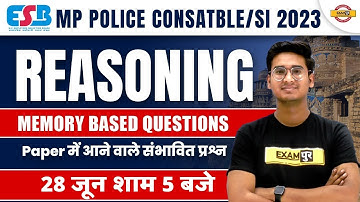 Reasoning Memory Based Questions | Reasoning Class | MP POLICE CONSTABLE/ MP SI 2023 | by Jitin Sir