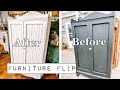 Transforming a Hutch with Paint &amp; Wet Distressing - Furniture Flip - Upcycled Vintage Hutch