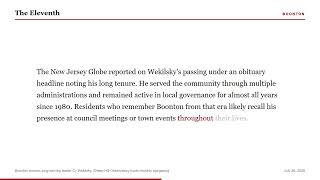 Boonton mourns long-serving leader Cy Wekilsky; Sheep Hill Observatory hosts monthly stargazing