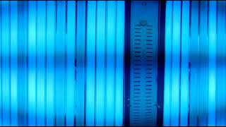 Inside a stand-up tanning bed
