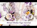Mixed Media tags tutorial with Prima Marketing Lavender and Scrapiniec