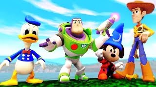 Дисней классика Дональд Дак и Микки Маус играет с Toy Story 'Базз Лайтер и Вуди!