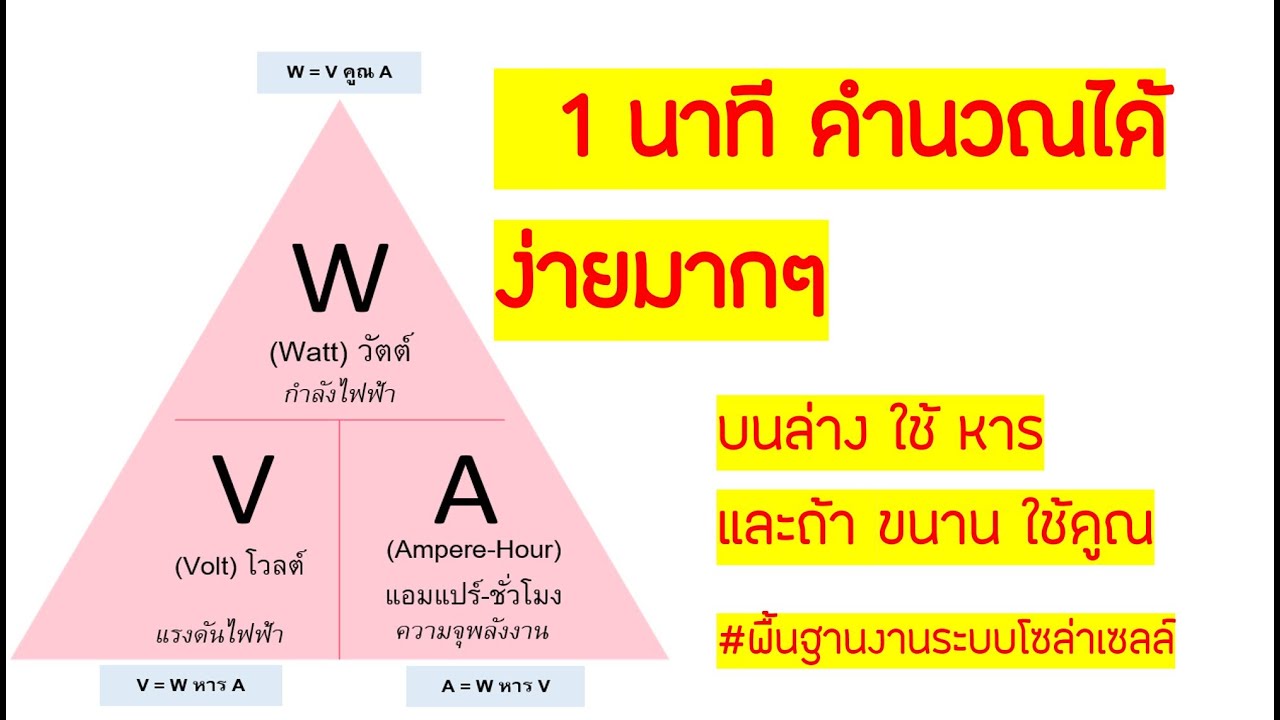 กระแส ไฟฟ้า ใน บ้าน  Update 2022  วิธีคำนวณหาวัตต์W=Watt โวลต์V=VoltและความจุพลังงานAh=AmpearHour ภายใน1นาทีรู้เรื่องพื้นสำคัญงานไฟฟ้า