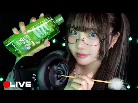 【ASMR】耳かき&マッサージ＋癒しトリガーたっぷりLive🥱💚(3h,囁き,オノマトペ,スクイーズ,ぬいぐるみの音,中国式耳かき,ホットタオル,ゴム手袋 etc…)