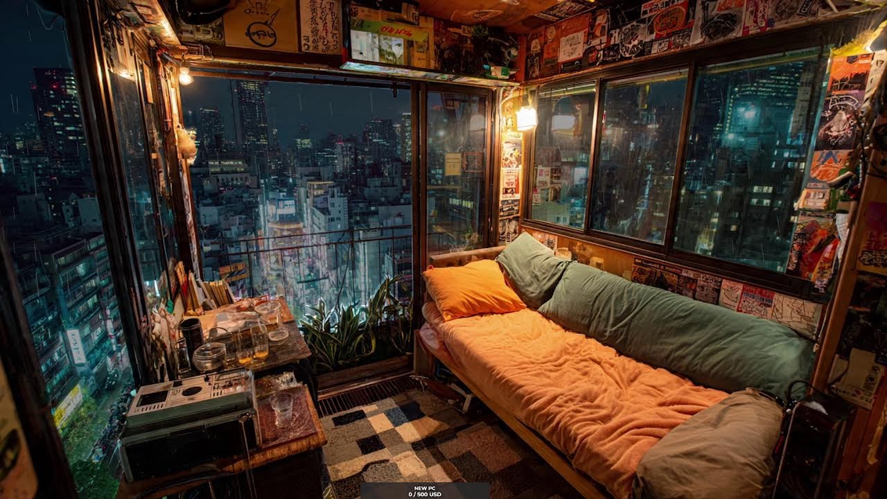 Live Cyberpunk Rainy Room 🌃 Cozy Ambient for Sleep, Relax, Study | Live