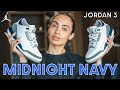 Clean  air jordan 3 midnight navy on foot review sizing and how to style