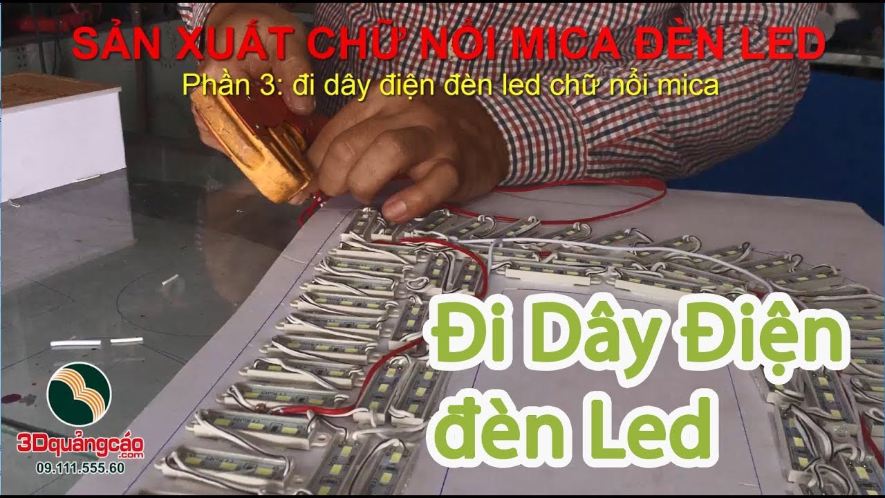 thi công biển quảng cáo New 2022 Phần 3-5 đi dây điện đèn led chữ nổi mica quảng cáo - 3dquangcao.com
