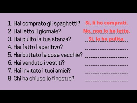 Italian direct object pronouns | Lo, La, Li, Le, L&rsquo; | Past participles | Learn italian free lessons