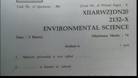 JKBOSE CLASS 12TH EVS ENVIRONMENT SCIENCE QUESTION PAPER BY HELP J&K STUDENTS