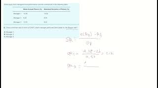 Sharpe Ratio - CFA Level1 practice question