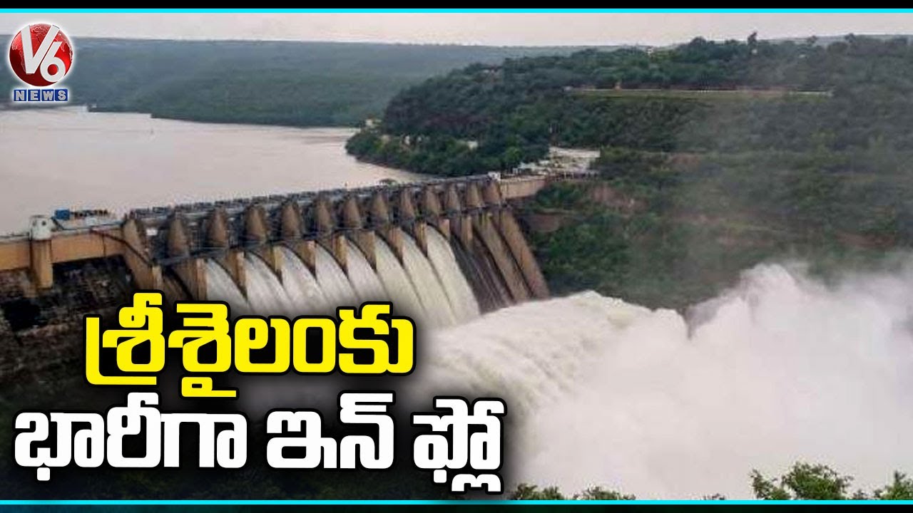 Rains Effect : Huge Flood Water Inflow To Srisailam Project | V6 News ...