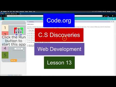 RGB Colors and Classes - Lesson 13 Part 2 - Web Development Code.org CS Discoveries
