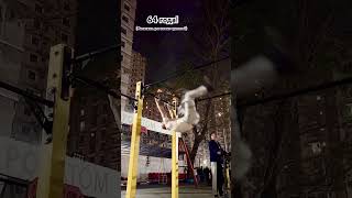 64 Года Батя Выполняет Сложные Элеы На Двух Турниках, С Переходом Из Одного На Другой Gym At 64