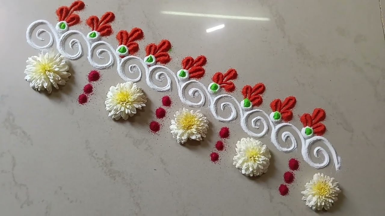 Easy border rangoli design 