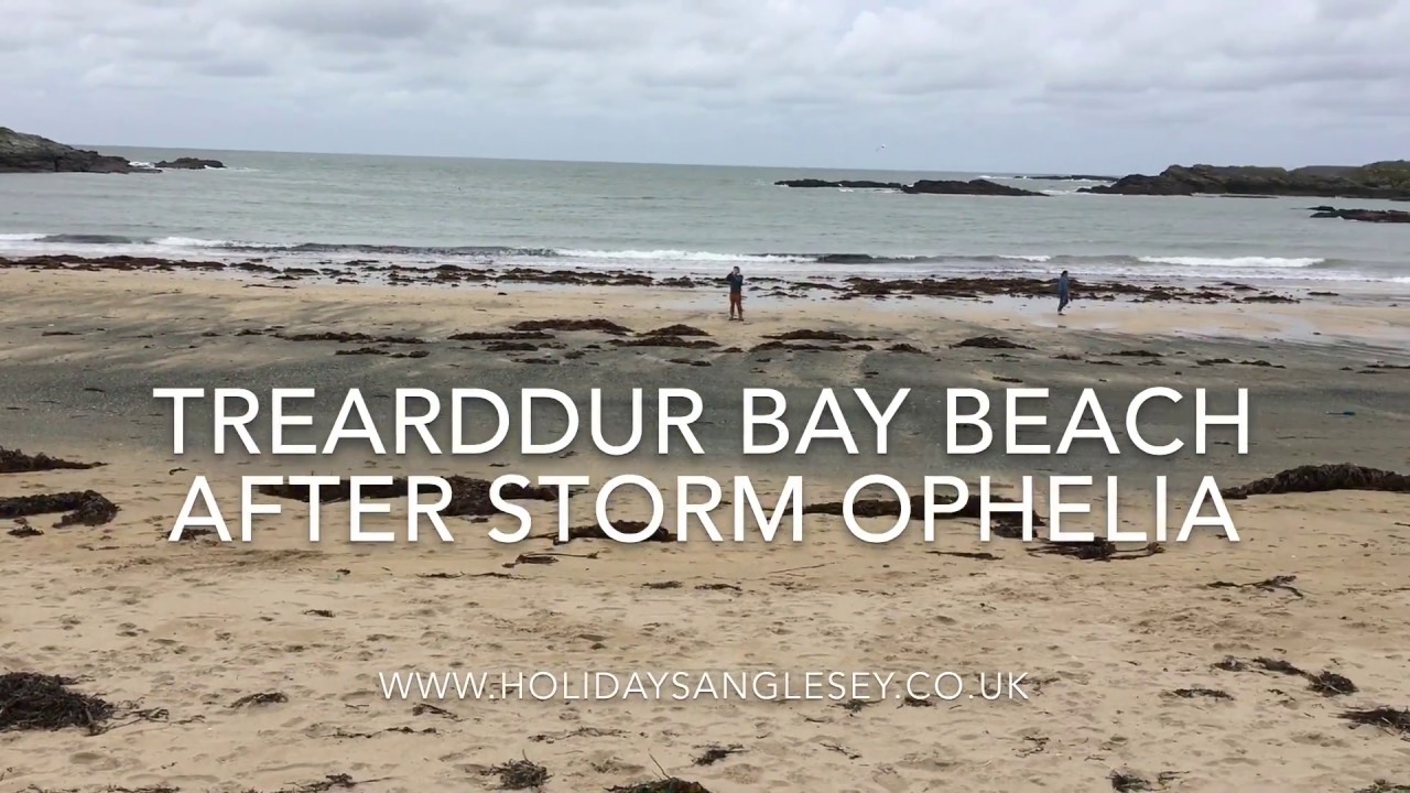 Trearddur bay beach on Anglesey after Storm Ophelia (20th October 2017)