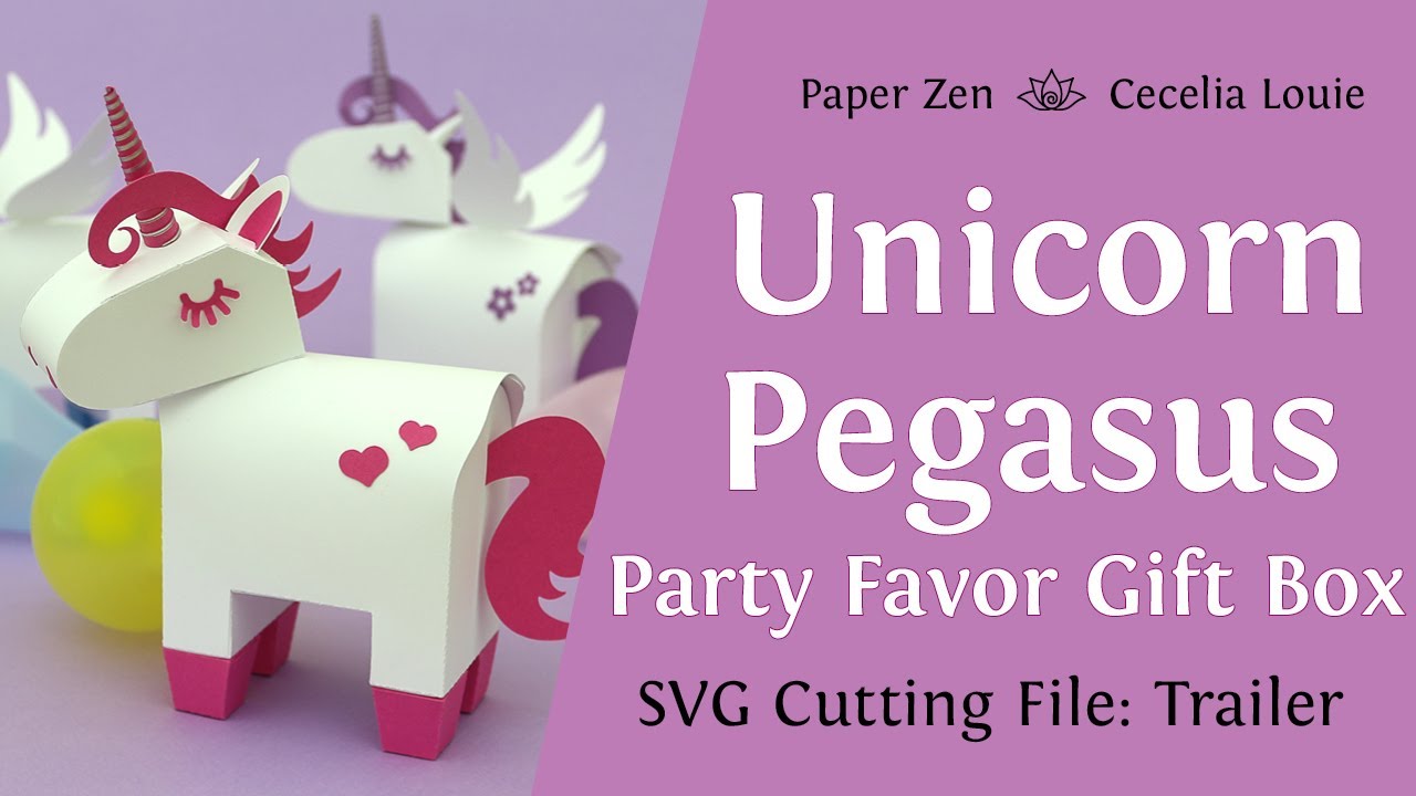 Download Mini Unicorn Pegasus Party Favor Gift Box Svg Cut Files Trailer Youtube PSD Mockup Templates