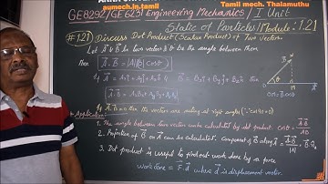 What are the applications of Dot Product of vectors in Engineering Mechanics - M2.21 EM in Tamil