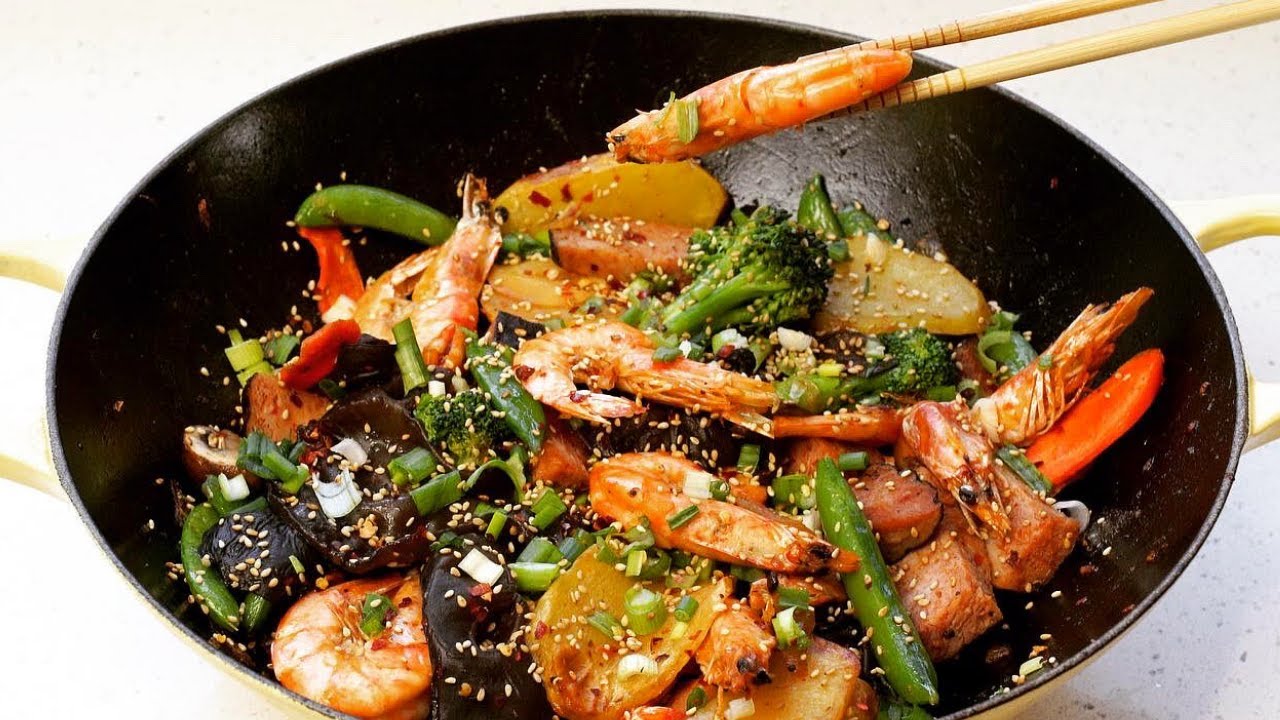 Spicy Stirfry Hot Pot 麻辣香锅｜Air fryer recipes 空气炸锅食谱｜Reduced Oil and