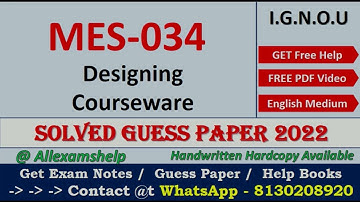 IGNOU MES 034 Solved Guess Paper | In English | IGNOU Exam Guess Paper