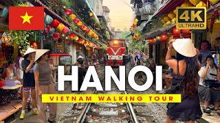 🇻🇳 Hanoi 4K Walking Tour (Vietnam) in the Rain 🌧️ Old Quarter & Train Street | Vietnam | 4K 60fps