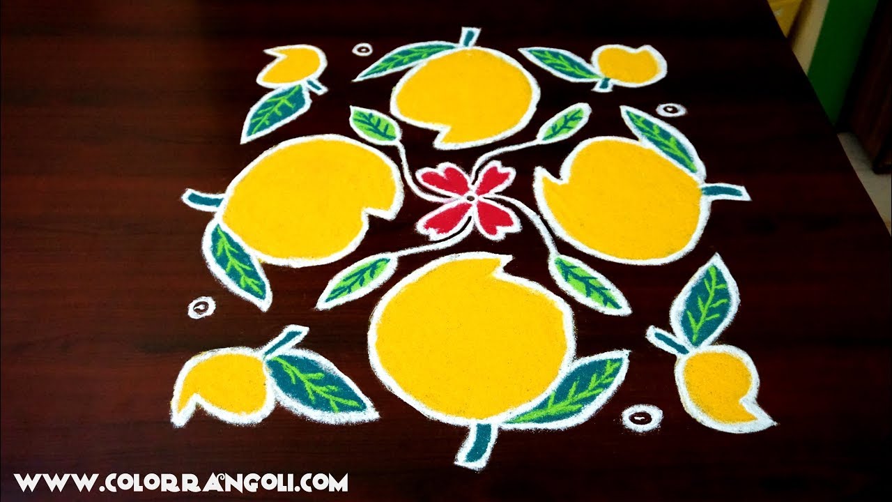 Mango rangoli kolam with dots 10x10 dots..!!!!!!!!!!!||beautiful mango ...