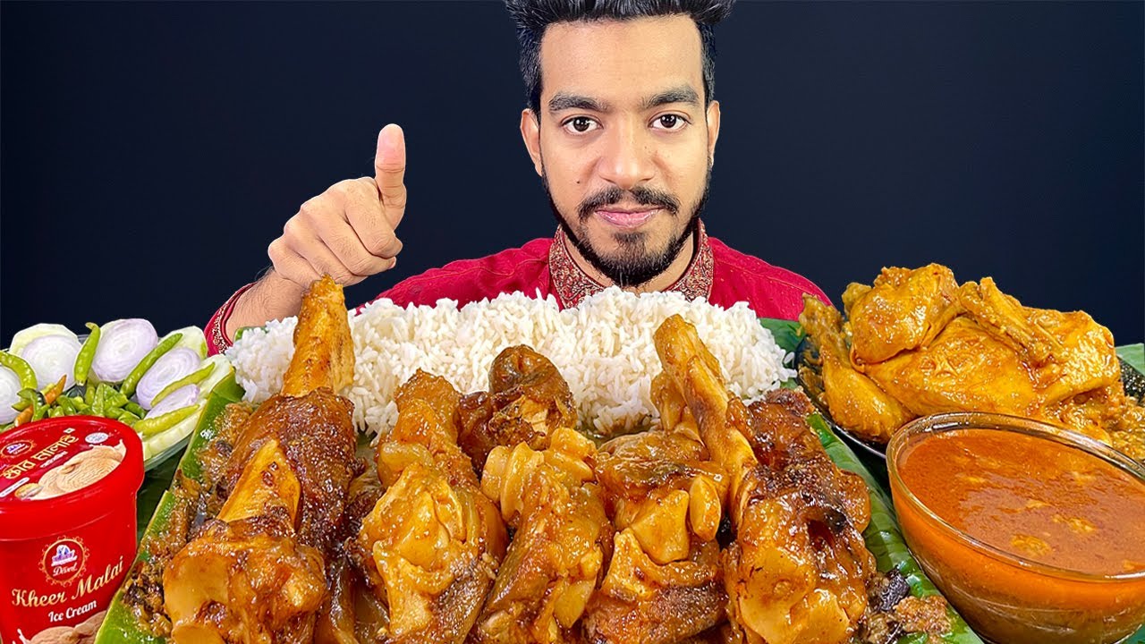 ASMR MUKBANG EATING BEEF BONE MARROW & WHOLE CHICKEN CURRY EATING SHOW | ASMR SPICY BEEF BONE NIHARI