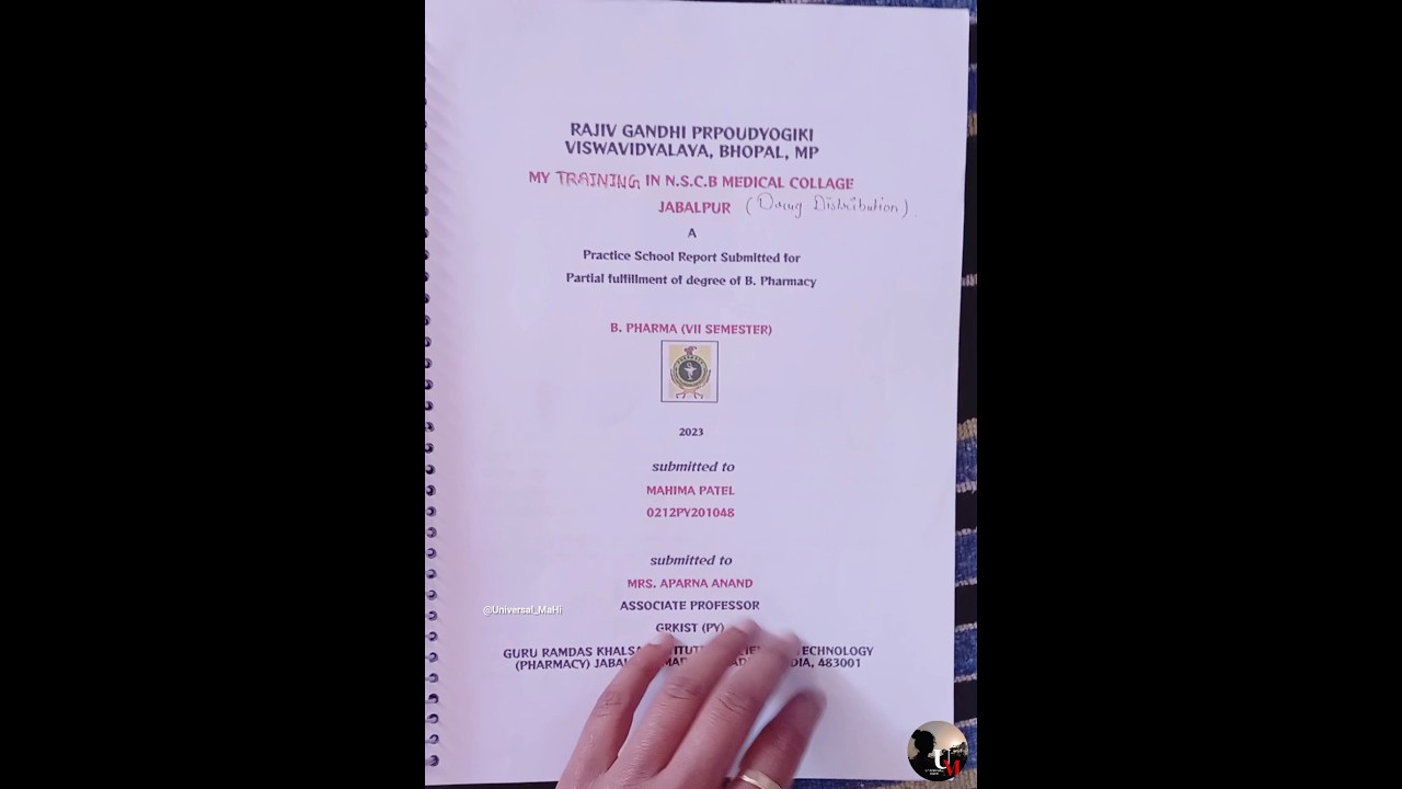 practice school b pharmacy 7th semester | minor project 