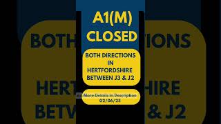 CLEARED: A1M Closed Due to a Lorry Fire.