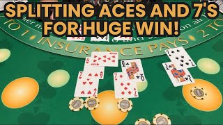 Single Deck Blackjack | $400,000 Buy In | SUPER High Limit Session! Splitting Aces & 7’s For Big Win