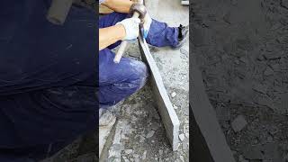 Masterful Stone Masonry: Hand-Splitting Slate with Precision Tools