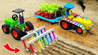 Diy tractor making mini Rainbow Plowing Machine | Chain Wheel Rescue Tractor Stuck in Mud | HP Mini