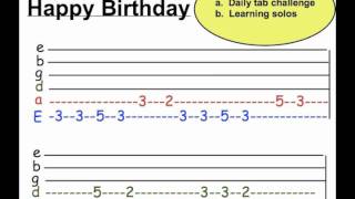 Basic songs for learning to read guitar tabs! try pausing it or
playing along with the music.