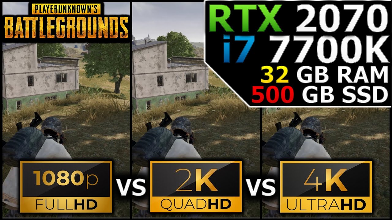 PUBG Battlegrounds | 1080p vs 1440p vs 2160p | RTX 2070 | i7 7700K