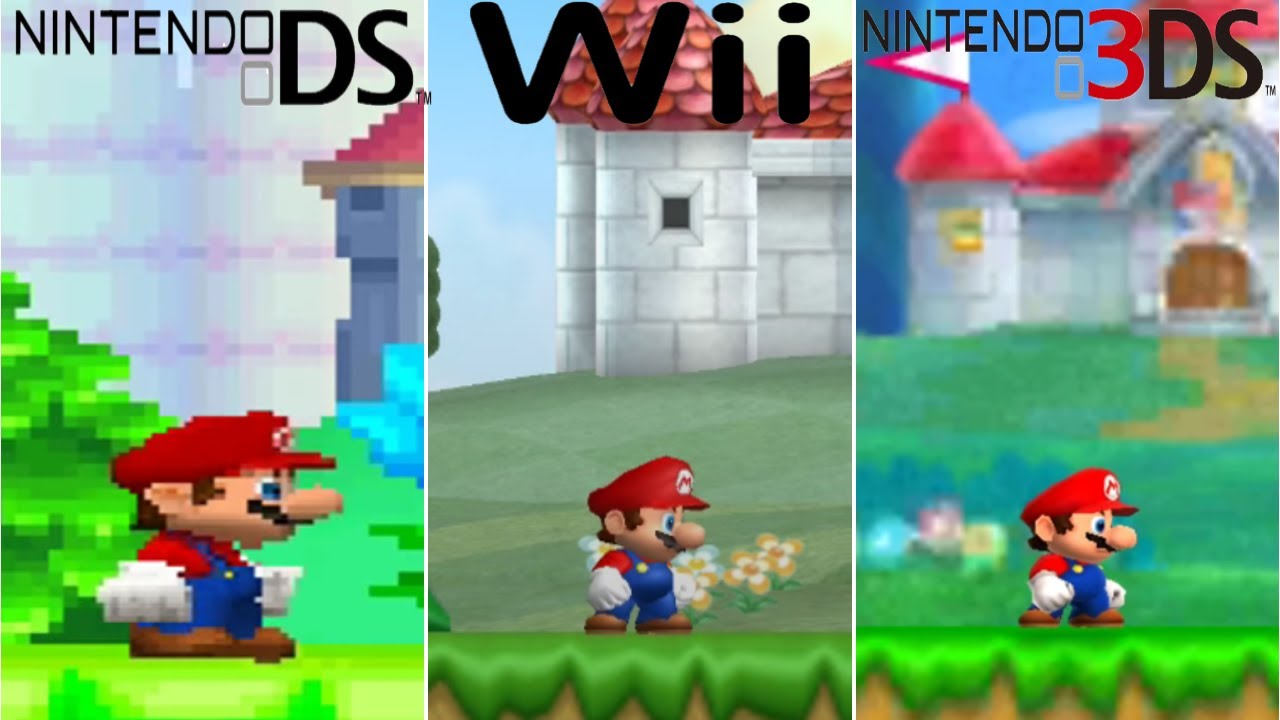 New Super Mario Bros - First Level DS vs Wii vs 3DS - YouTube