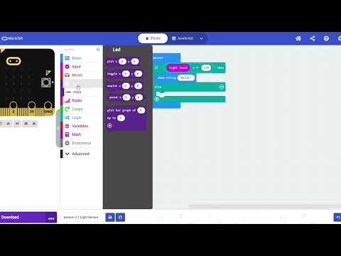 Lesson 2.1 Light Sensor Make Code Microbit