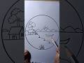 How to Draw circle Scenery Drawing (step by step ) #shots #scenery #painting #stepbystep
