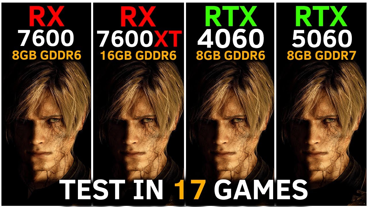RTX5060 8GB 動作確認品 RTX 4060 vs RTX 5060 vs RX 7600 vs RX 7600 XT | Test in 17 Games