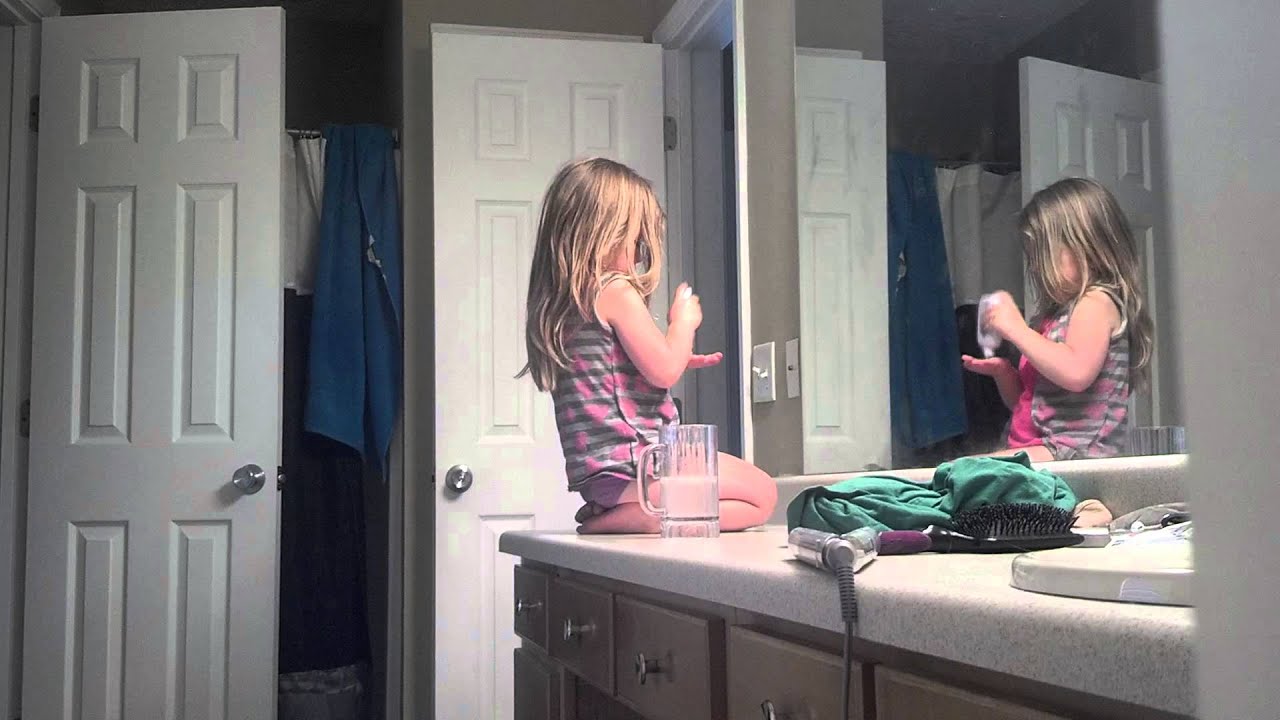 3 year old caught talking to herself. YouTube
