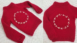 #crochet easy sweater for any size. Christmas theme sweater with embroidery step-by-step tutorial.