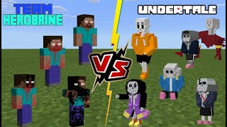 Team Herobrine VS Undertale (Epic Sans, Last Breath Sans, Papyrus, Dust Sans) Minecraft PE screenshot 5