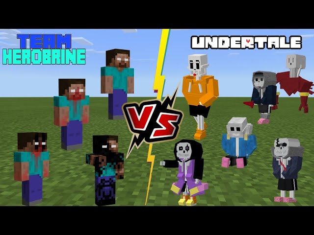 Undertale (HabiRGB) VS Undertale (Herodrine Pro124)(Dust Sans, Epic Sans,  Dreams Sans) Minecraft PE 