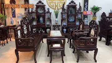 Kê Phòng Khách Đẹp Cặp Tủ Triện | Bộ Ghế Móc Gỗ Gụ Kê Cùng Nội Thất Kiểu Xưa| Sập gỗ|TRƯỜNG KỶ GỖ